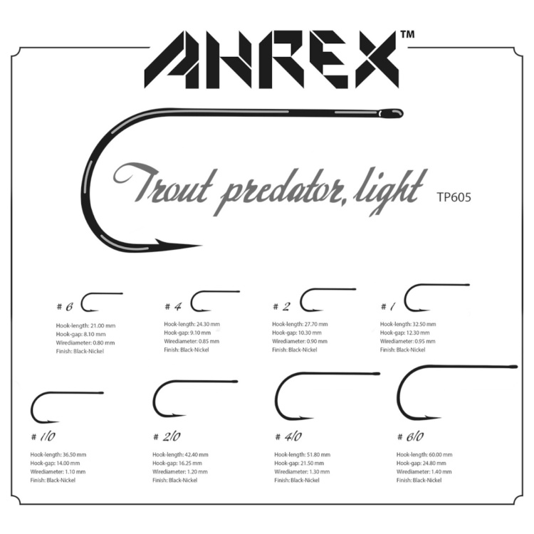 Ahrex Tp605 Trout Predator Light #6/0 Fly Tying Hooks